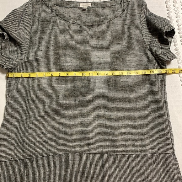 Garnet Hill Women’s 100% Linen Charcoal/White Mini Dress Size 12 Minimalist - Picture 9 of 11